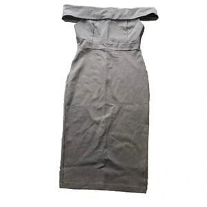 Windsor Elegant Off Shoulder Grey Midi Dress Size Medium NWT